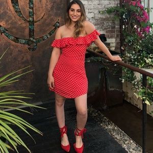 Schutz Red Suede Ballet Flat Lace-Up